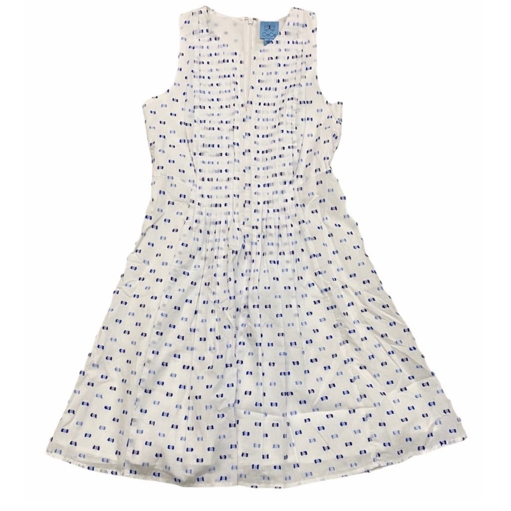 CeCe dobby pintuck fit & flare dress size 10 - Picture 4 of 7